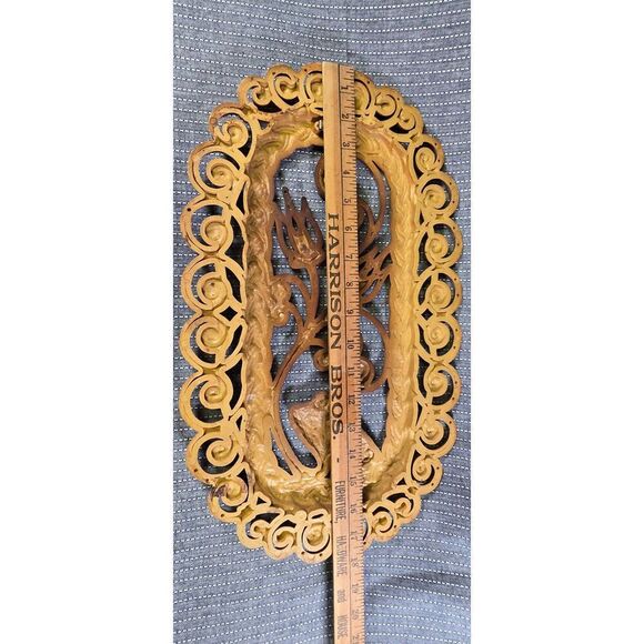 Vintage 1970s Faux Wicker Wall Hanging - Picture 8 of 9